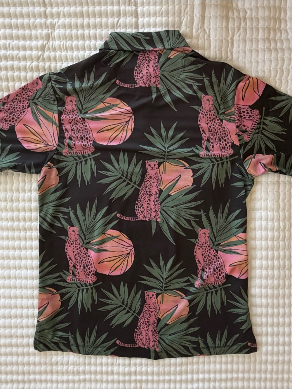 Bad Birdie Men’s Black Polo with Pink Leopard Print - Picture 5 of 5